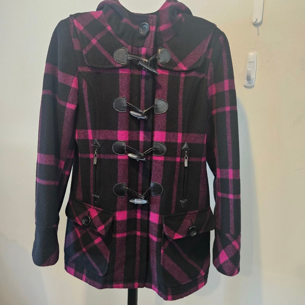 Women's Steve Madden Hooded Coat, M, Black & Pink